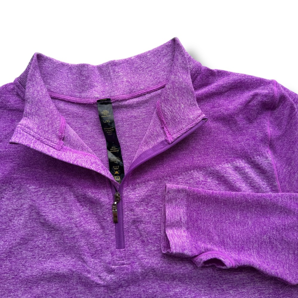 Stella Elyse Womens L/XL Purple Space Dye Quarter Zip Seamless Athletic Pullover